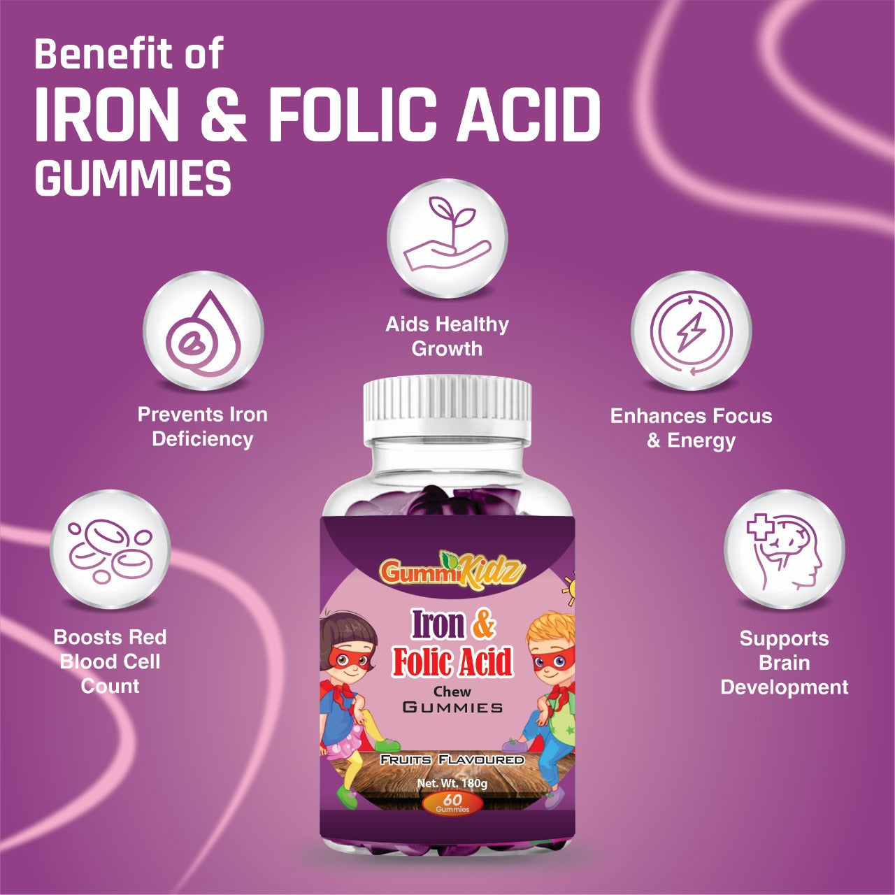 Iron and Folic Acid Kids Chew Gummies